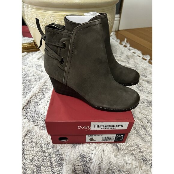 Rockport Cobb Hill Lucinda Ankle Boots, Gray Suade Leather, Women's 7.5 Nwb - Picture 1 of 5
